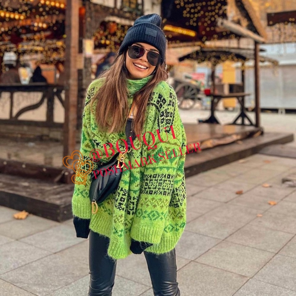 BLOGGERS FAV ZARA HIGH NECK OVERSIZED KNIT JACQUARD SWEATER